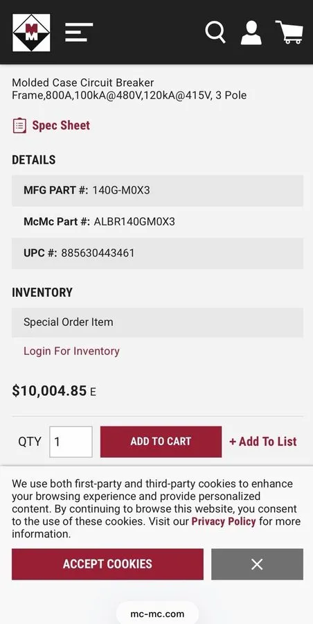 Автоматический выключатель Allen-Bradley 140G-M0X3 Molded Case Circuit Breaker 8 — фото лота 1