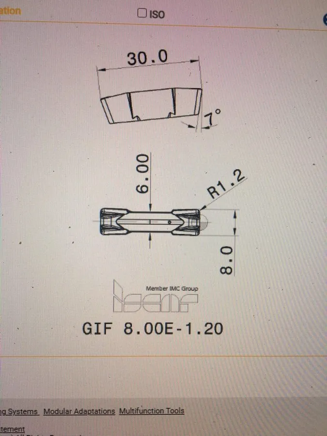 Режущий инструмент ISCAR GIF 8.00E-1.20 1C908 GROOVING INSERT