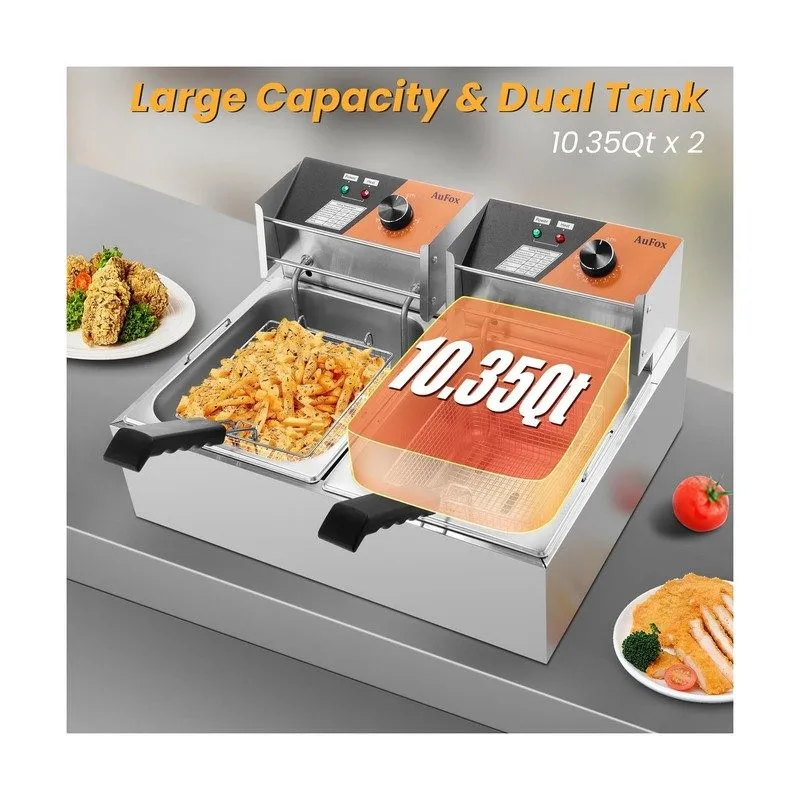 Фритюрница Commercial Deep Fryer 20.7Qt/20L Dual Tank Deep Fryers with Baskets 0