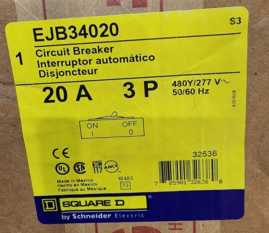 Автоматический выключатель EJB34020 20 AMP 3 POLE 480V CIRCUIT BREAKER