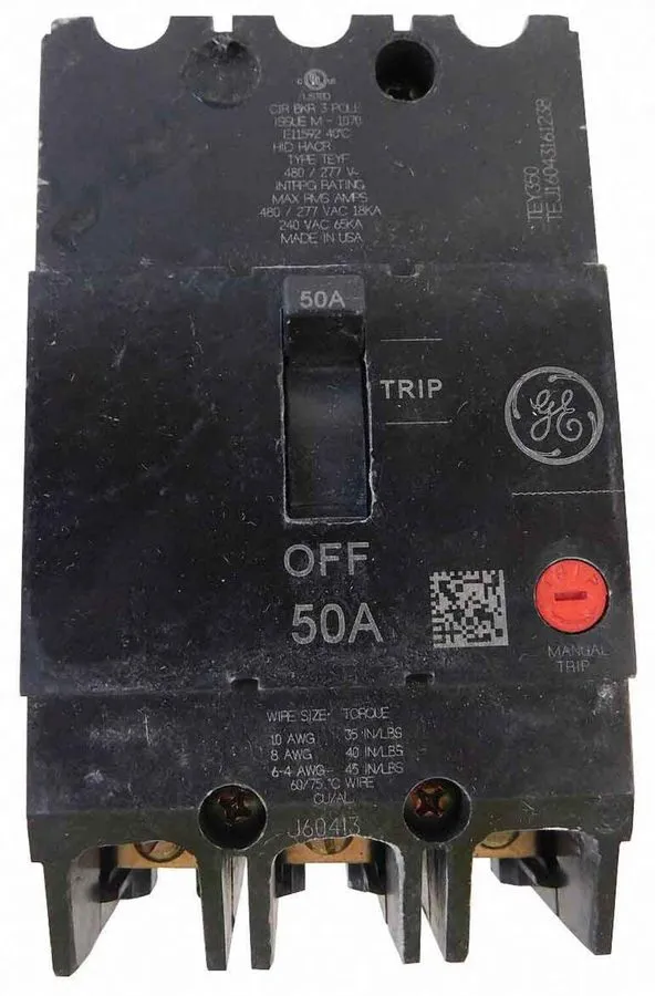 Автоматический выключатель GE General Electric TEY TEYF350 3 Pole 50 Amp 480V Ci