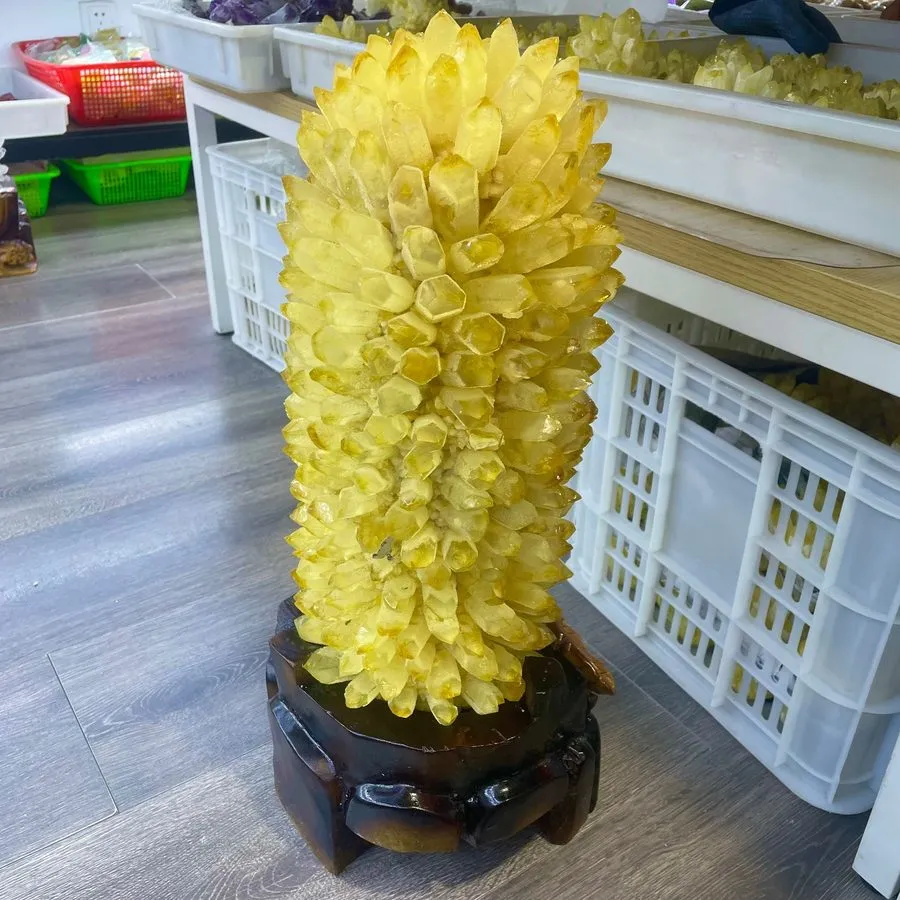 Лабораторный прибор 38.5LB TOP yellow Phantom Cluster Mineral Specimen Home Deco