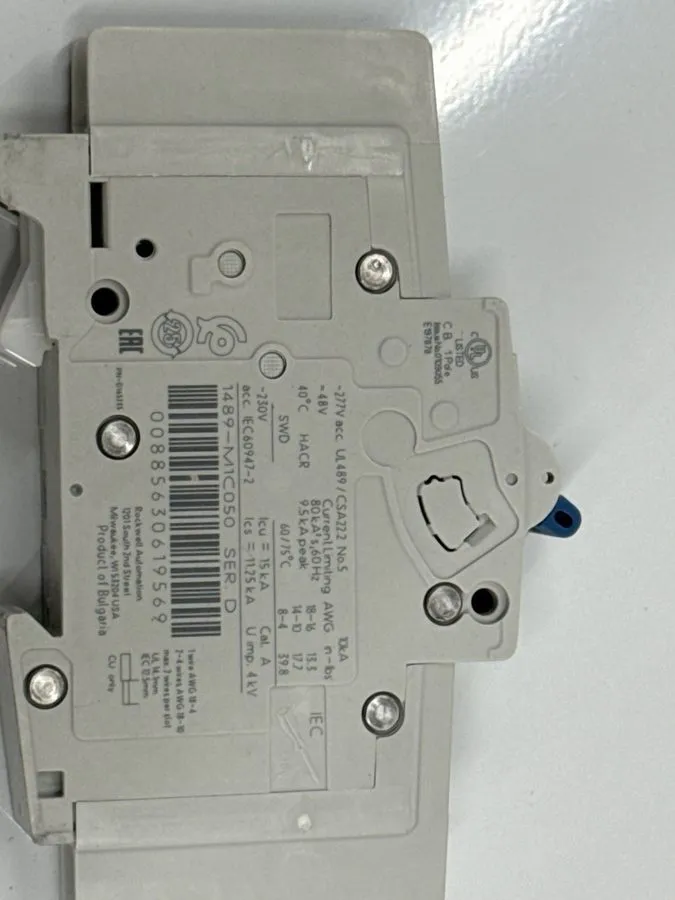 Автоматический выключатель Eaton 1489-M1C050 Circuit Breaker 50A 1-Pole DIN Rail — фото лота 1