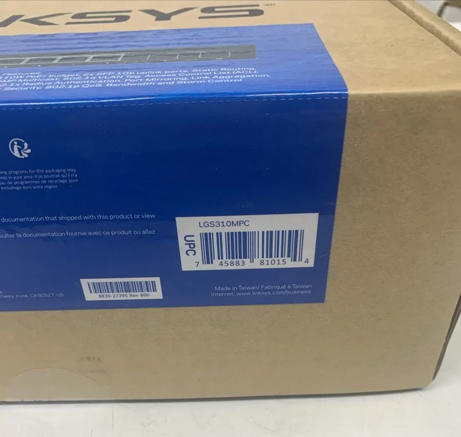 Коммутатор Linksys LGS310MPC 8-Port Managed Gigabit PoE+ Switch 2x 1G SFP 110W T