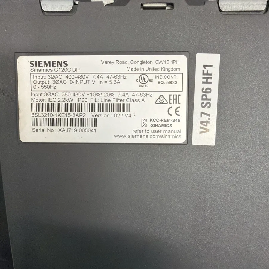 Частотный преобразователь Siemens 6SL3210-1KE15-8AP2 Sinamics G120C DP FS:04 2.2