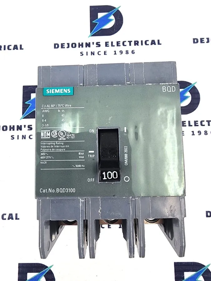 Автоматический выключатель Siemens BQD BQD3100 3 Pole 100 Amp 480V Circuit Break
