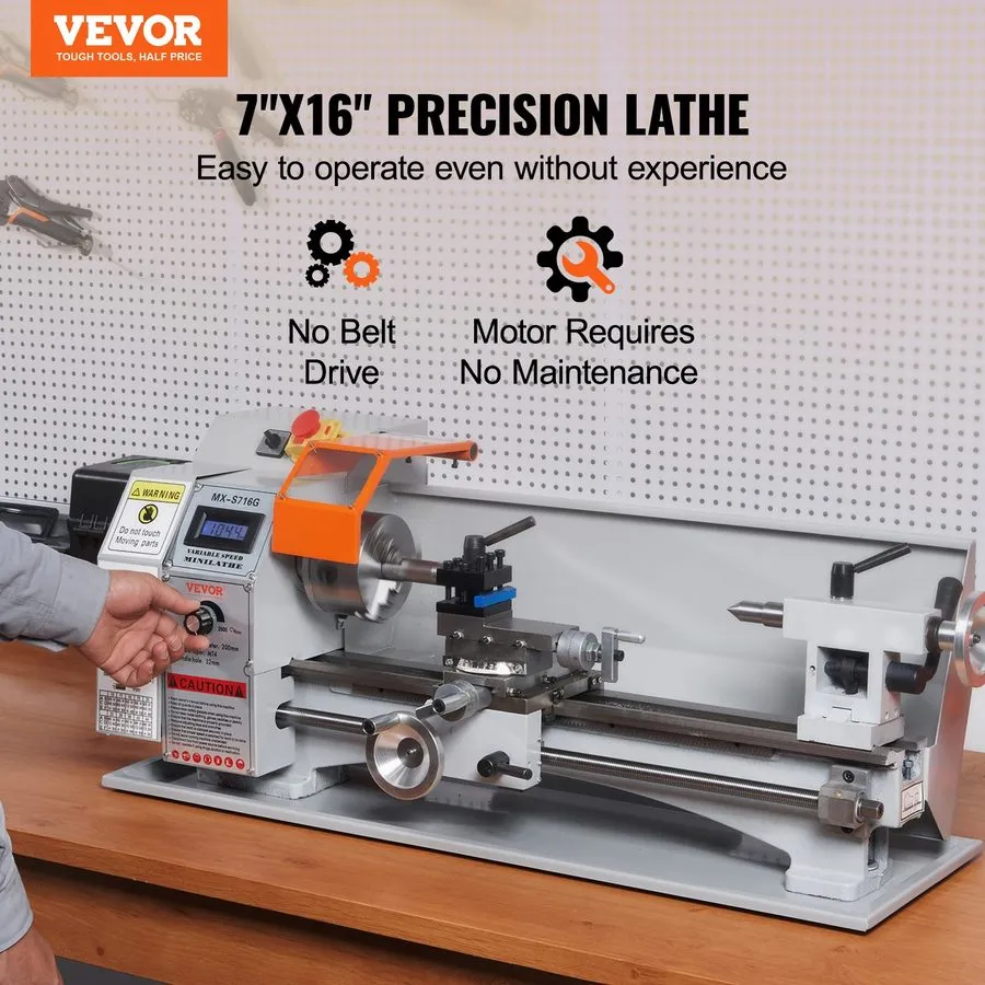 Оборудование ЧПУ Mini Metal Lathe 7''x16'' 150-2500 RPM Variable 800W Metalworki