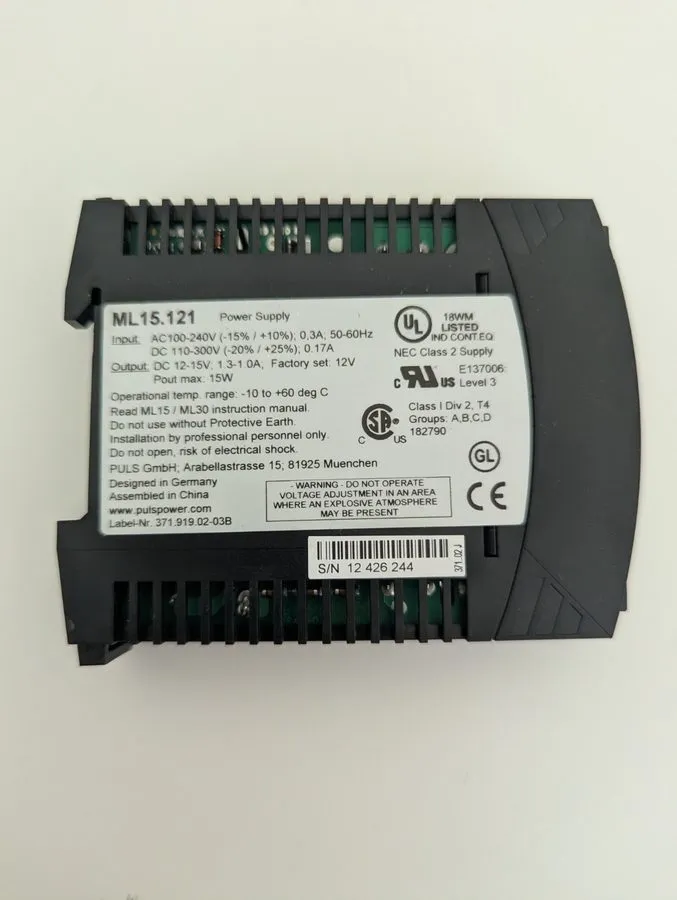 Блок питания Puls ML15.121 DC Power Supply, 100/240V AC, 12/15V DC, 15 W, 1.3 A, — фото лота 1