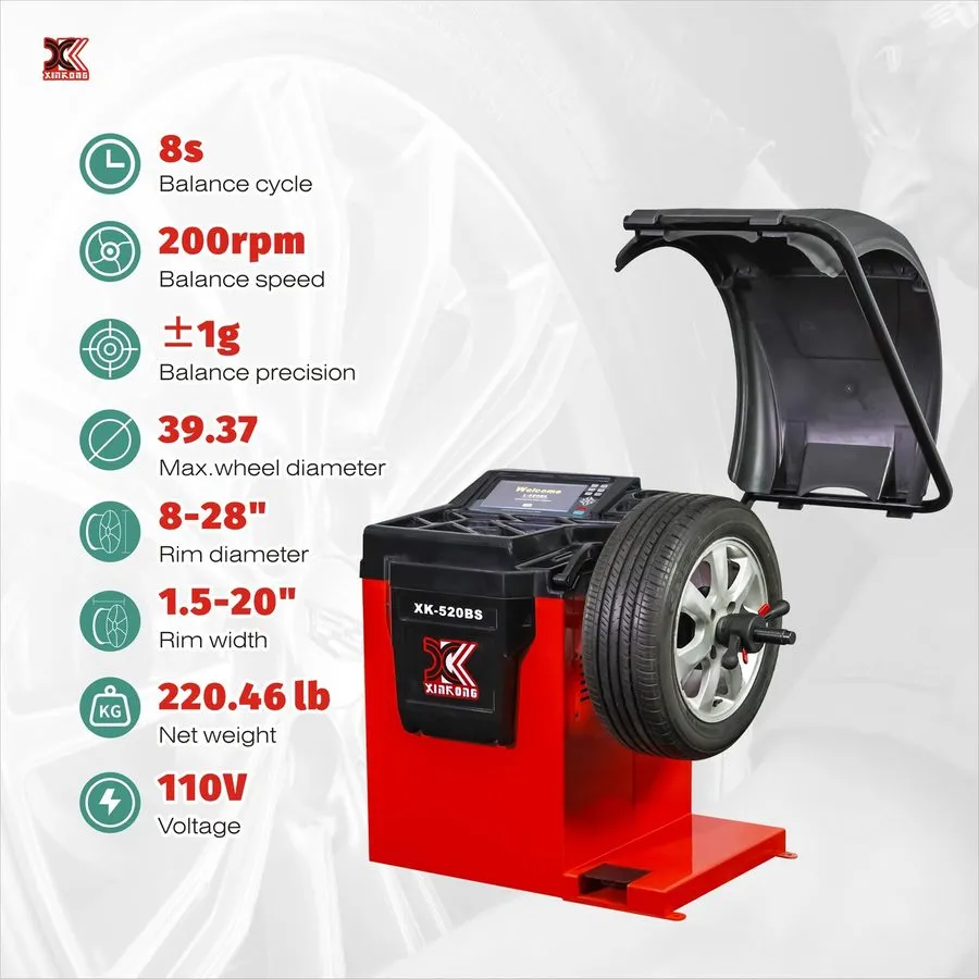 Балансировочный станок XK-520BS 110V Wheel Balancer Tire Balancing Machine 8-28" — фото лота 1