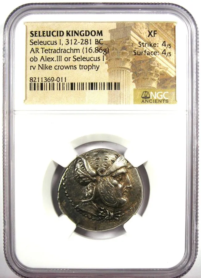 Лабораторный прибор Seleucus I AR Tetradrachm Seleucid Silver Coin 312-281 BC NG