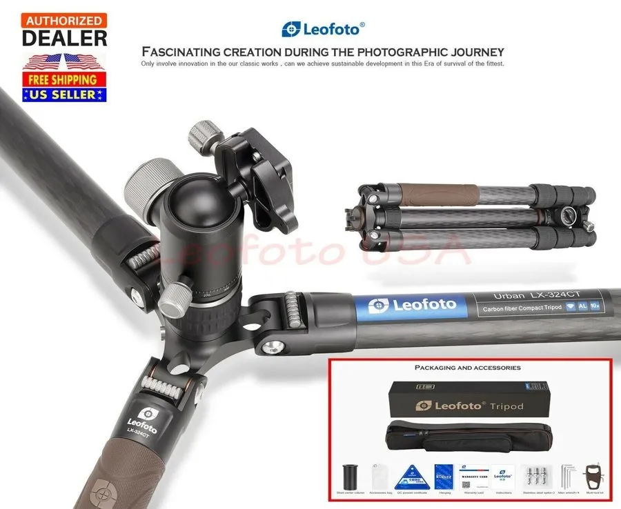 Оборудование видеонаблюдения Leofoto LX-324CT + XB-38 Reversible Travel Tripod w