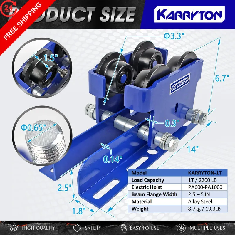 Таль KARRYTON 1Ton/2200LBS I-Beam Trolley