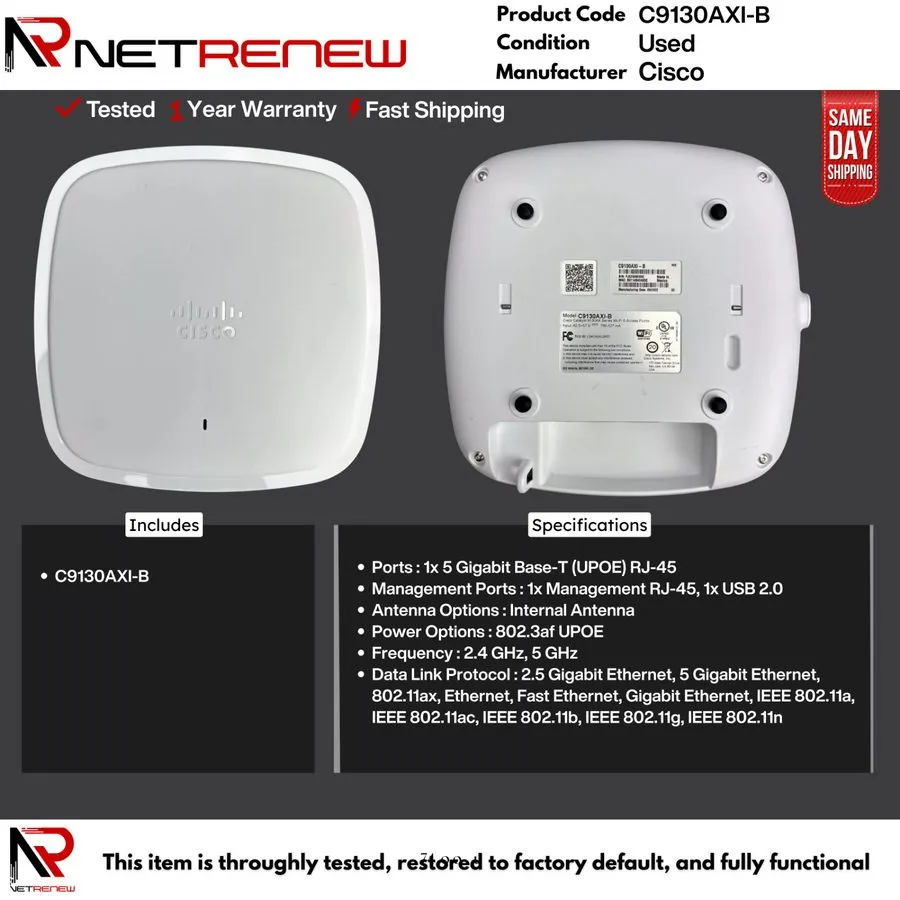 Точка доступа Wi-Fi Cisco Catalyst C9130AXI-B Wi-Fi 6 Access Points 9130AX Serie