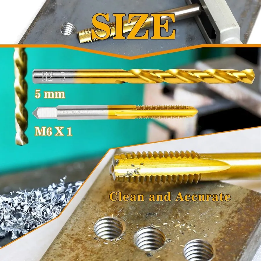 Режущий инструмент Drill Tap Set M6x1.0 Tap 5.0mm Drill Bit Kit M2 HSS Metric Me