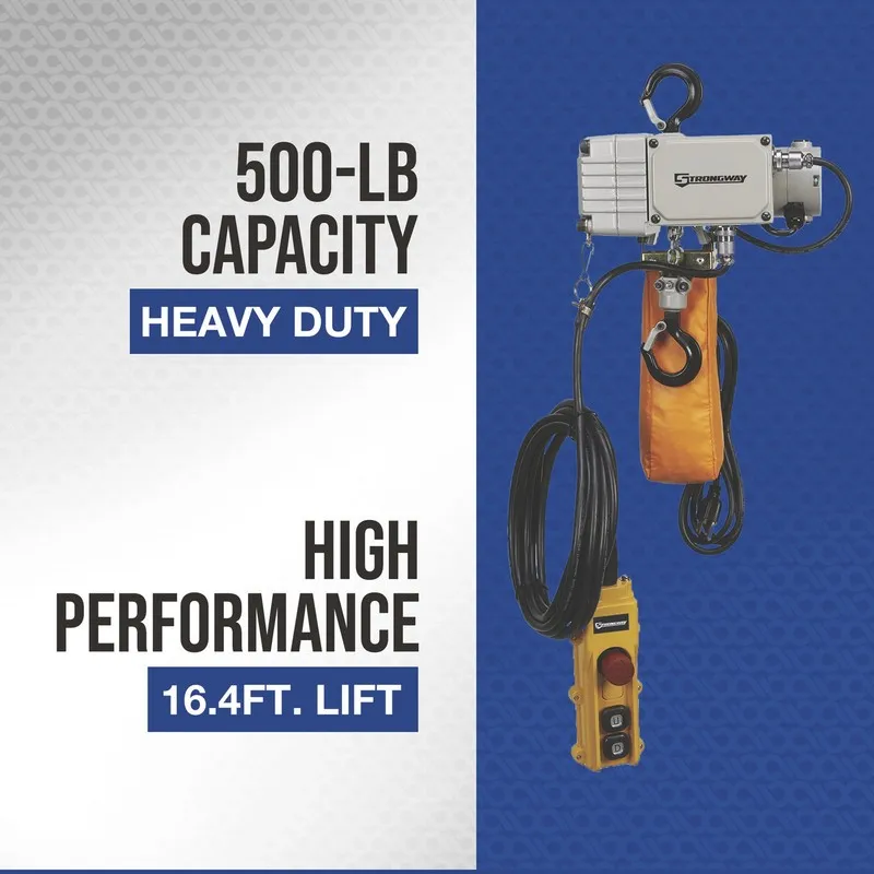 Таль Strongway Mini Electric Chain Hoist, 500-Lb. Capacity, 16.4ft. Lift — фото лота 1