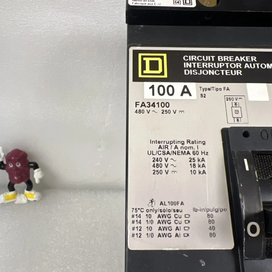 Автоматический выключатель Square D FA34100 3p 100 amp 480v Gray I line Circuit