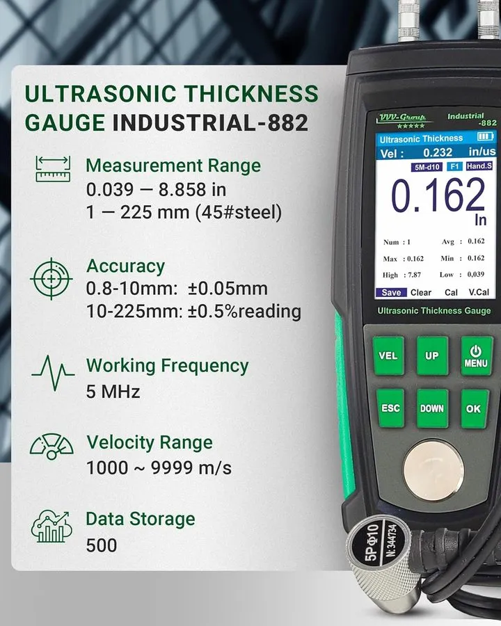 Толщиномер Ultrasonic Thickness Gauge Industrial-882 / Steel Metal Thickness Gau