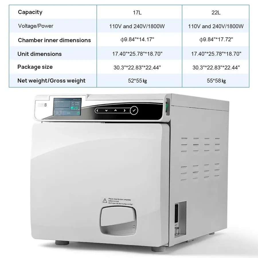 Стерилизатор 17L/22L Dental Autoclave Steam Sterilizer Medical Class B/N with Pr