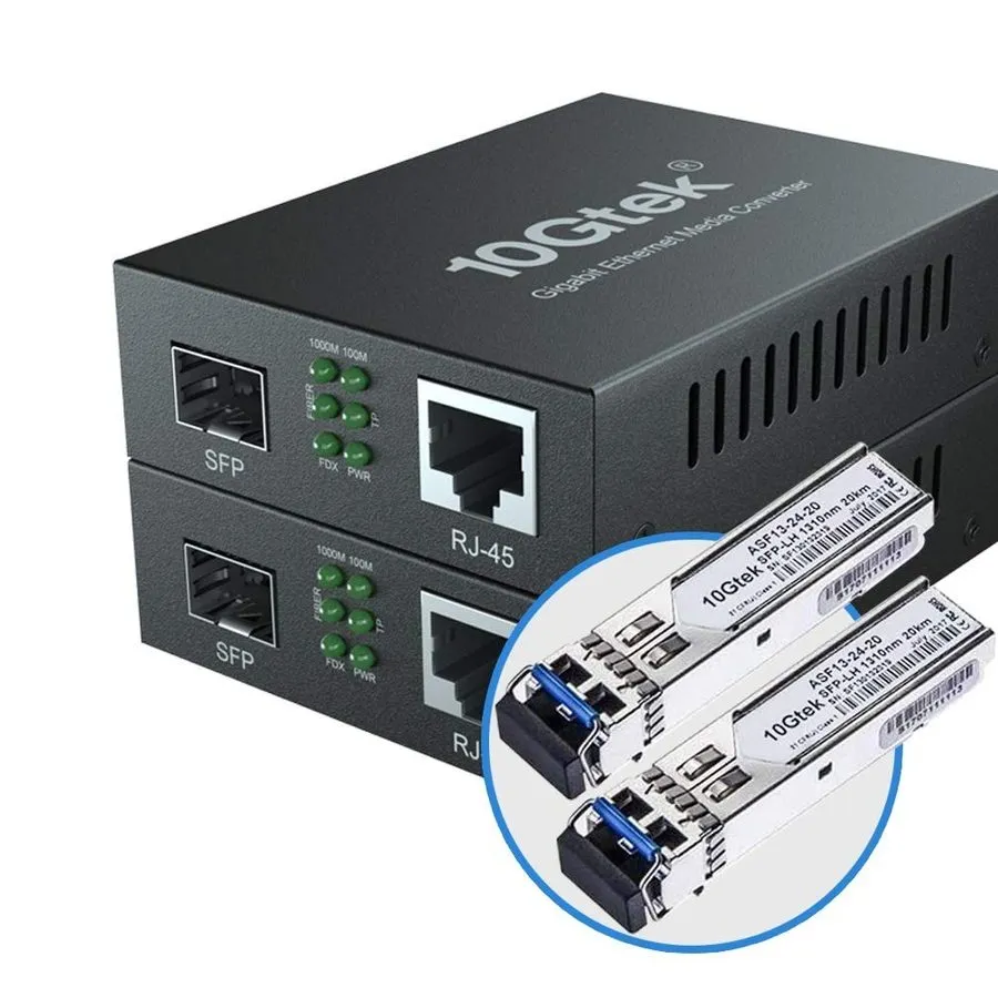Медиаконвертер 10Gtek 10G Gigabit Ethernet Media Converter LC Fiber to RJ45 Copp