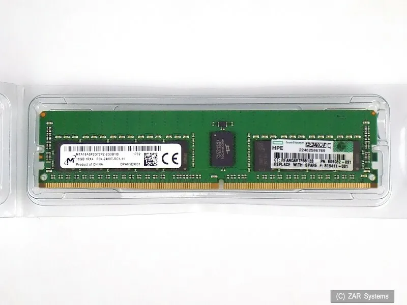 Модуль памяти 805349-B21 HP 16GB PC4 DDR4-2400MHz ECC 1Rx4 RAM 809082-091 MTA18A