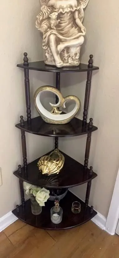 Traditional Cherry Brown 4-Tier wood and laminated Corner rack shelf