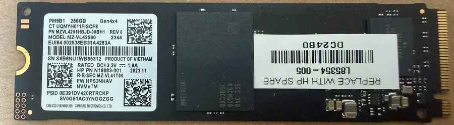 SSD-накопитель SAMSUNG PM9B1 256GB Gen4x4 PCIe NVMe M.2 2280 SSD