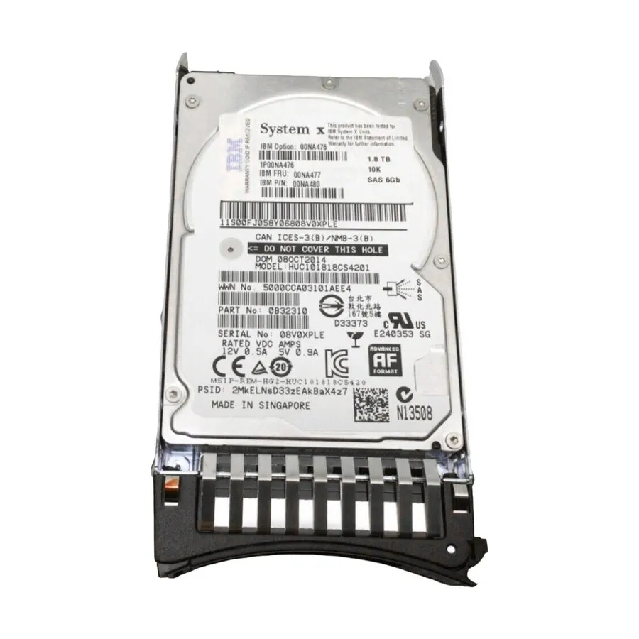 Жёсткий диск IBM 1.8TB 00NA476 00NA480 10K 00NA477 SAS 6Gbps 2.5'' G2HS 512E Har