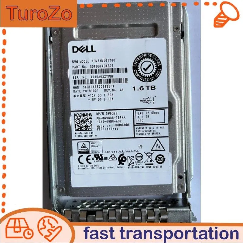 SSD-накопитель Dell D7KJJ 1.6TB SAS 12Gbps SSD Write Intensive WI 2.5 Inch Kioxi