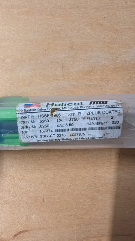 Режущий инструмент Helical Solutions Carbide End Mill HSSP-4986 5/8" Diameter 3. — фото лота 2