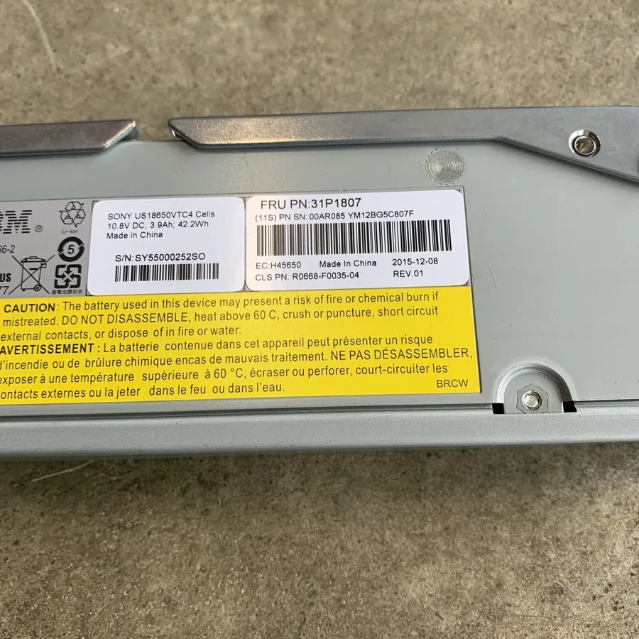Контроллер СХД IBM 31P1807, 00AR085 Node canister battery Storwize V7000