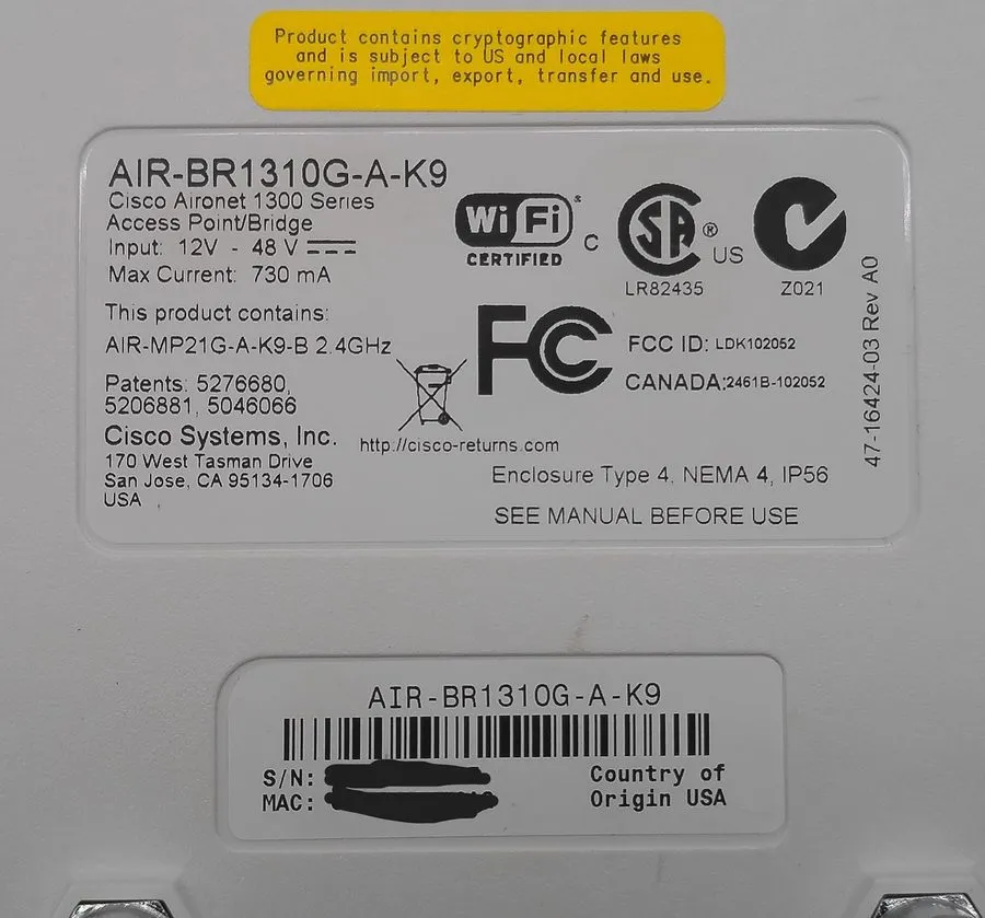 Точка доступа Wi-Fi Cisco AIR-BR1310G-A-K9 Aironet 1310 Outdoor Wireless Bridge  — фото лота 1
