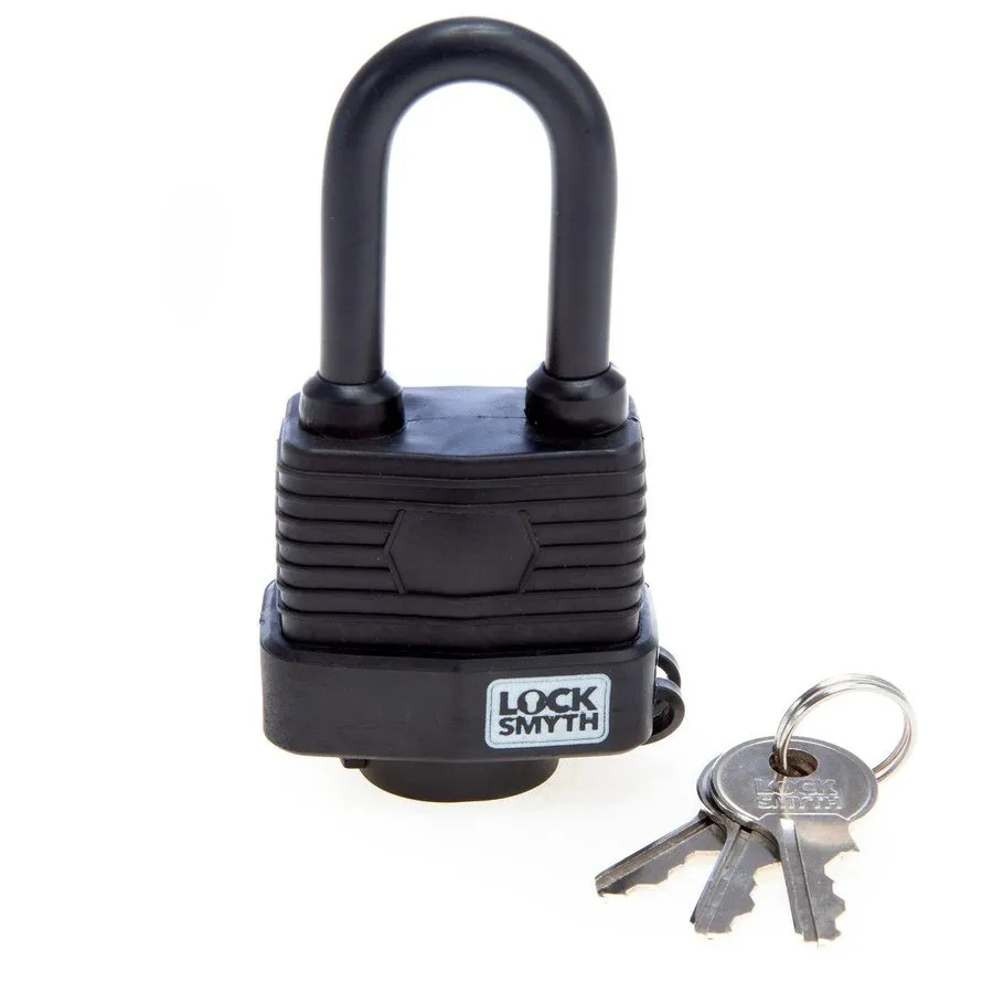 Такелажная скоба Locksmyth Long Shackle Weatherproof Padlock 40mm Rubberised Cov — фото лота 1