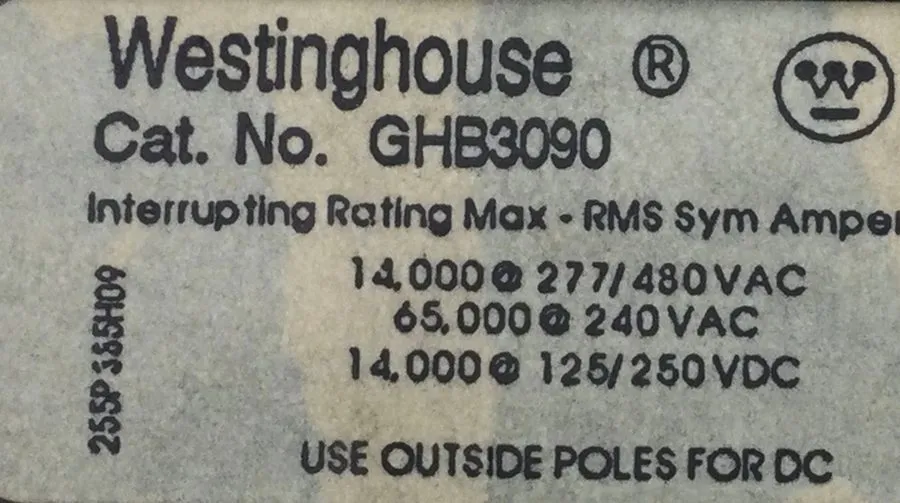 Автоматический выключатель Eaton GHB3090 90 Amp 277/480V 3 Pole GHB Bolt On Circ