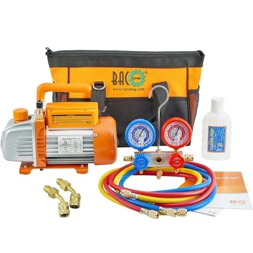 Насос 3.6CFM 1/4HP AC Vacuum Pump and Gauge Set, HVAC Vacuum Pump Kit & 3Way