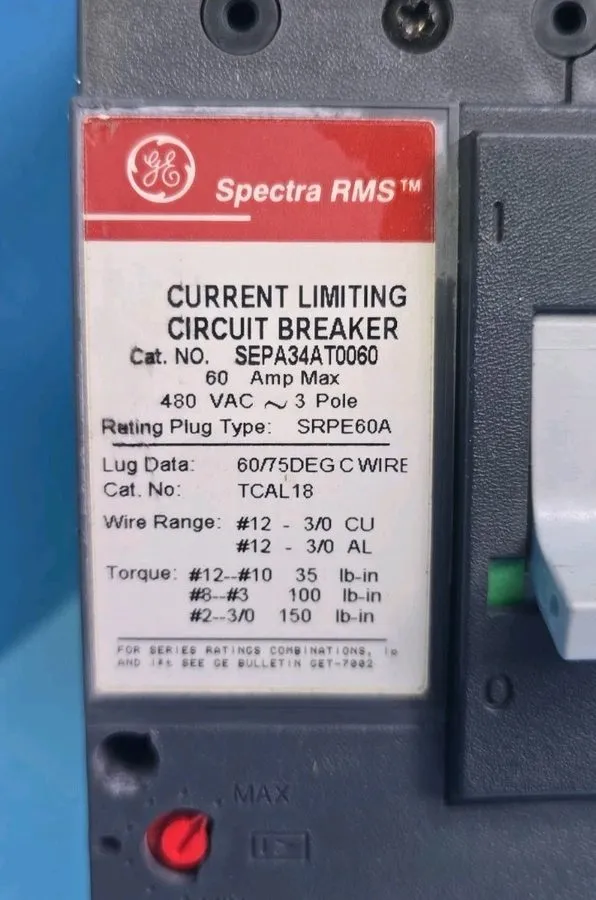 Автоматический выключатель GE SEPA34AT0060 60A 480V 3Pole Spectra RMS Circuit Br — фото лота 1