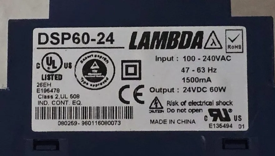 Блок питания TDK-Lambda DSP60-24 DIN Rail Power Supply 24VDC 60W 2.5A 100-240VAC