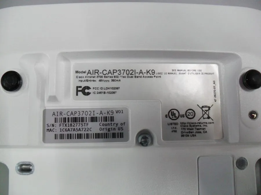 Точка доступа Wi-Fi Cisco AIR-CAP3702I-A-K9 Aironet 3700 Wireless Access Point 8 — фото лота 2