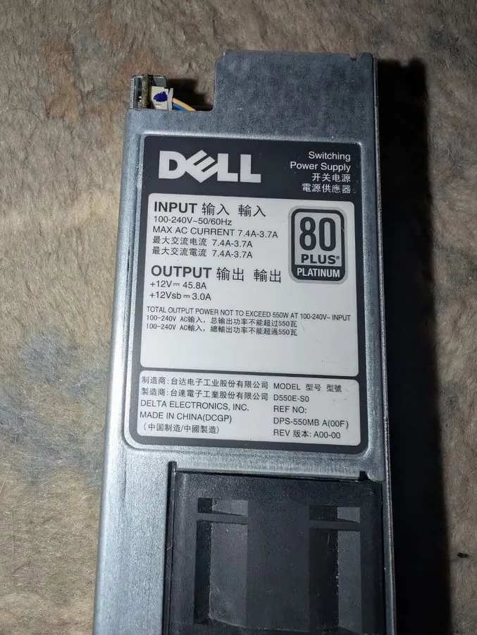 Блок питания Dell 0RYMG6 PowerEdge R320 R420 Server Power Supply 550W — фото лота 2