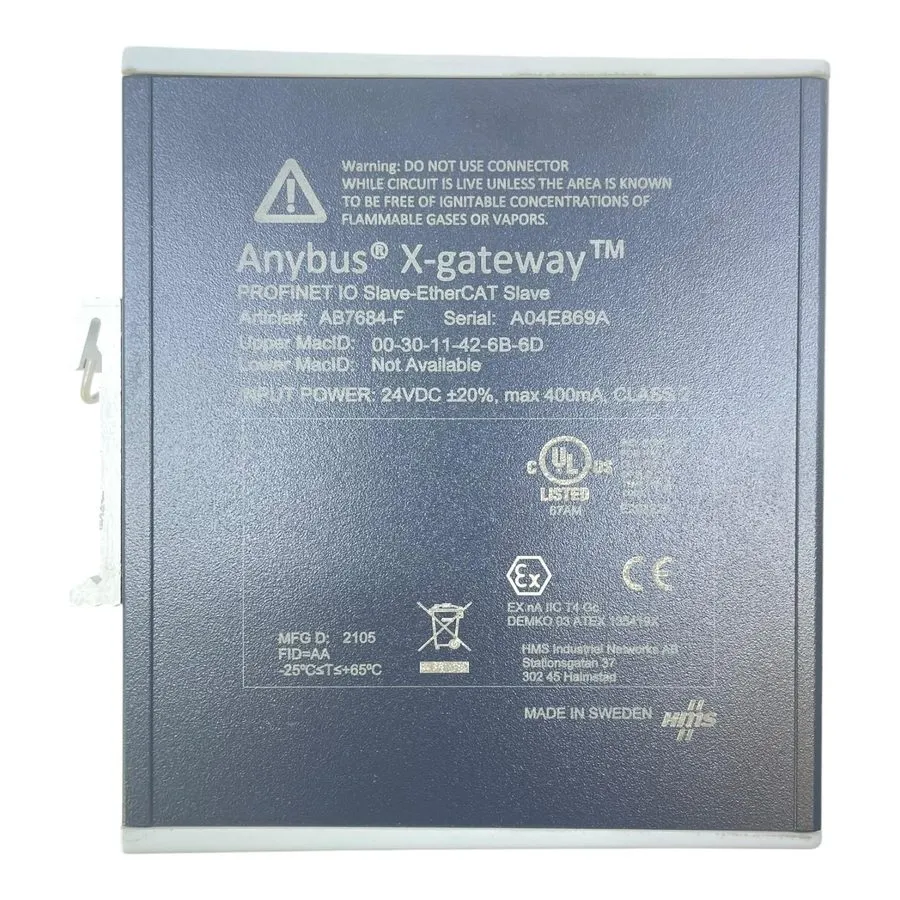 Шлюз полевой шины Anybus Gateway AB7684-F PROFINET IO To ETHERCAT Slave HMS — фото лота 2
