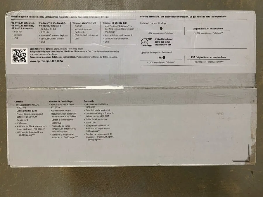 Лазерный принтер HP LaserJet Pro M102w Wireless Monochrome Laser Printer G3Q35A