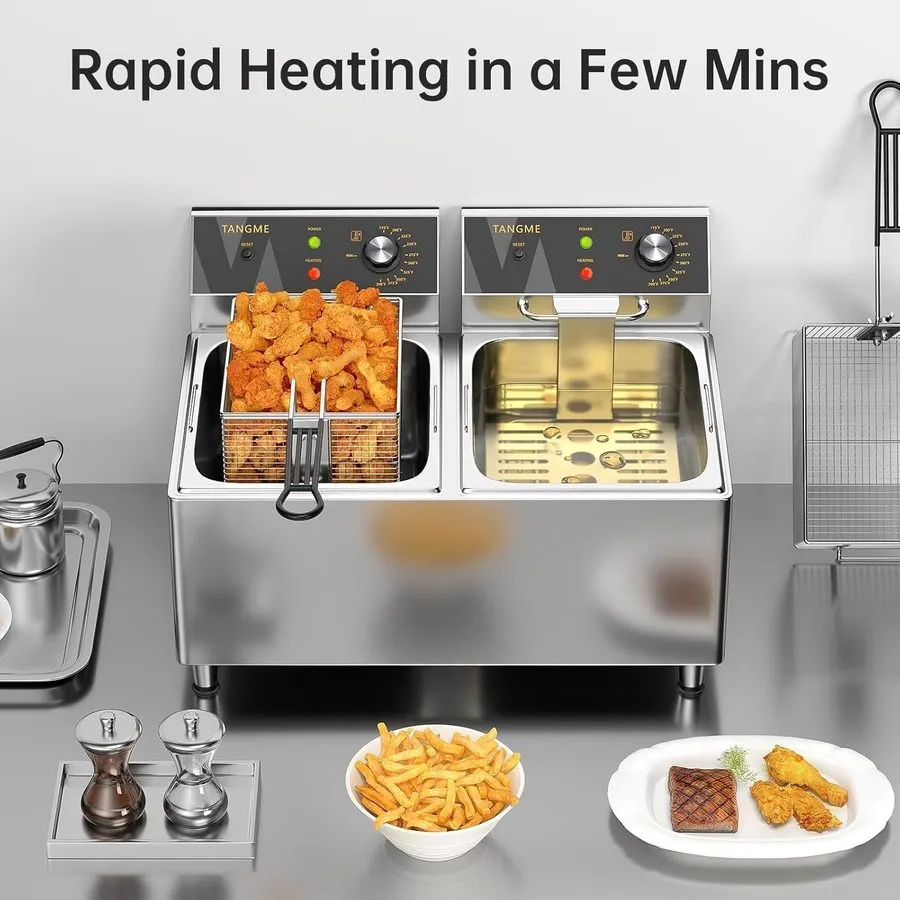 Фритюрница Commercial Deep Fryer 3500W Electric Countertop Fryer 25.4Qt Heavy Du — фото лота 2