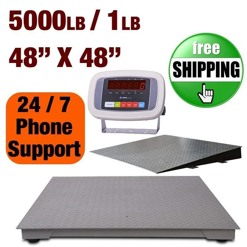 Весы Prime Scale 5000x1lb Floor Scale 48x48 w PS-IN108 Indicator Ramp Industrial