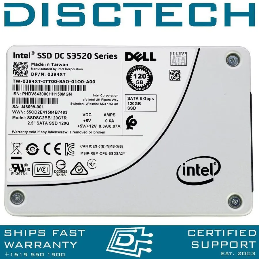 SSD-накопитель Dell 394XT 120GB SSD SATA 2.5" 6G Intel DC S3520 SSDSC2BB120G7R S