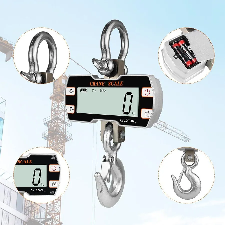 Таль Digital Crane Scale 4400Lb Industrial Hanging Scale Handheld Hoist Scale Kg