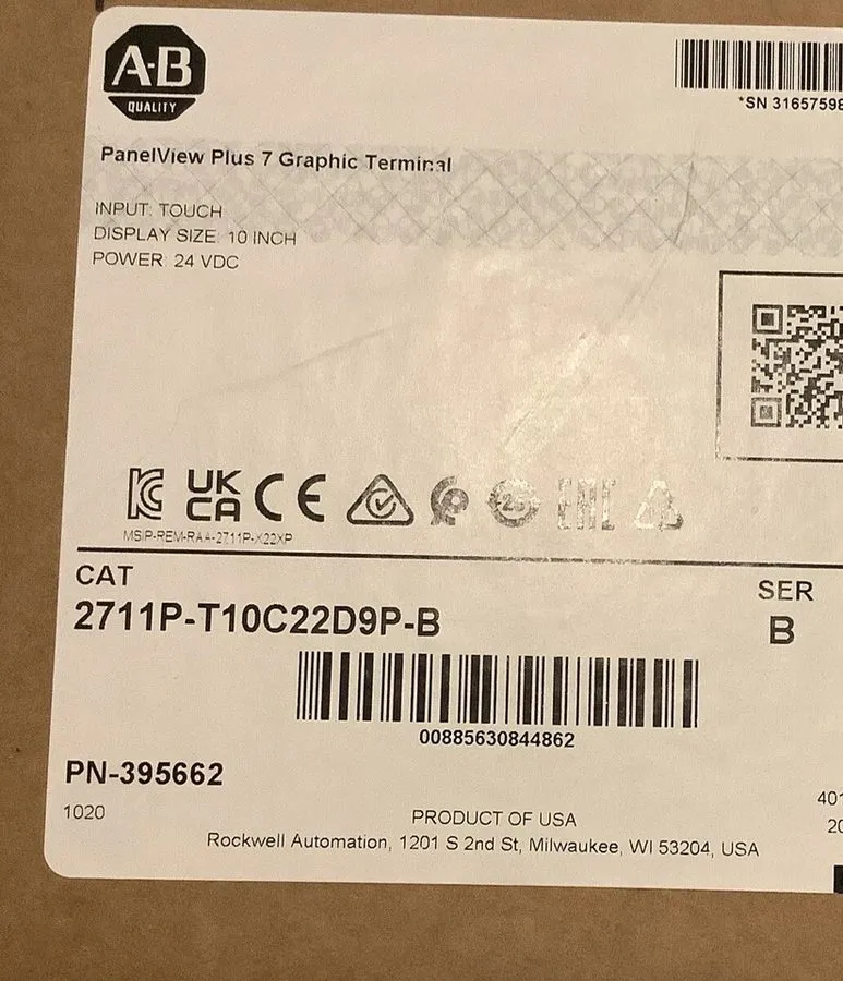 Панель оператора ALLEN BRADLEY 2711P-T10C22D9P-B SER:B PANELVIEW PLUS 7 GRAPHIC