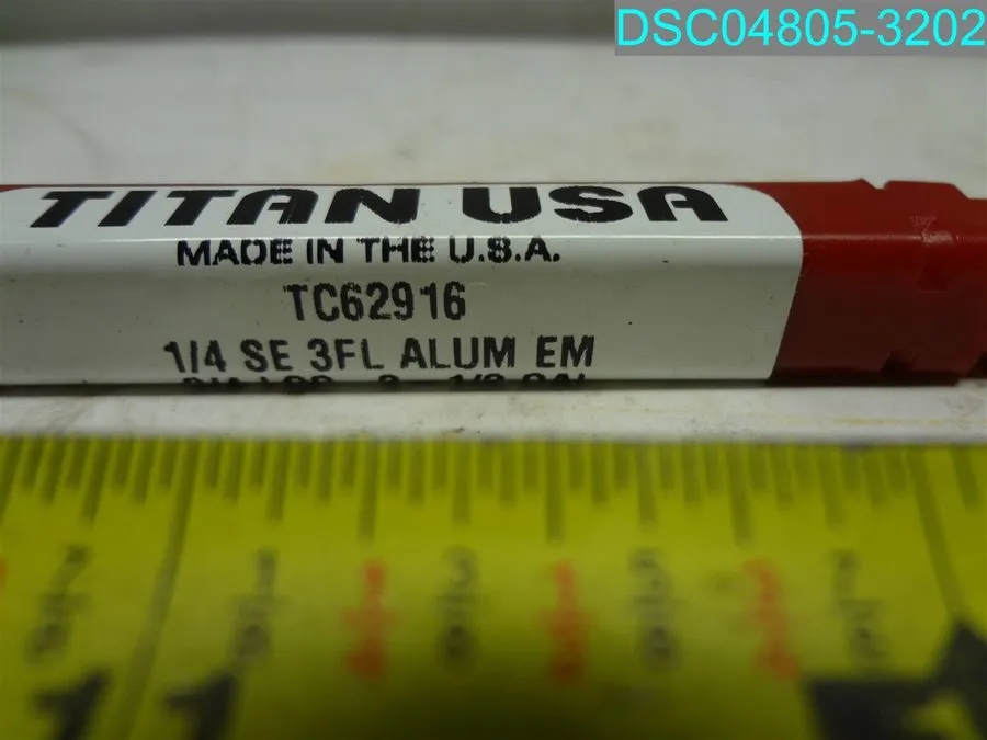 Режущий инструмент Titan TC62916 1/4" 3FL Square Carbide End Mill 3/4 in Length — фото лота 1