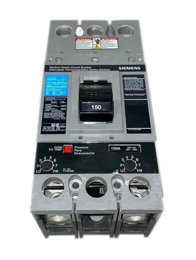 Автоматический выключатель Siemens FXD62B150 2 Pole 150 Amp 600 Volt 35kA 480V C