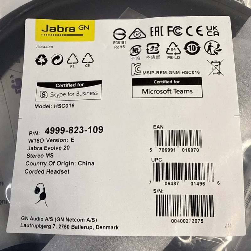 VoIP-шлюз Jabra Evolve 20 Stereo MS USB Headset Microsoft Teams 4999-823-109