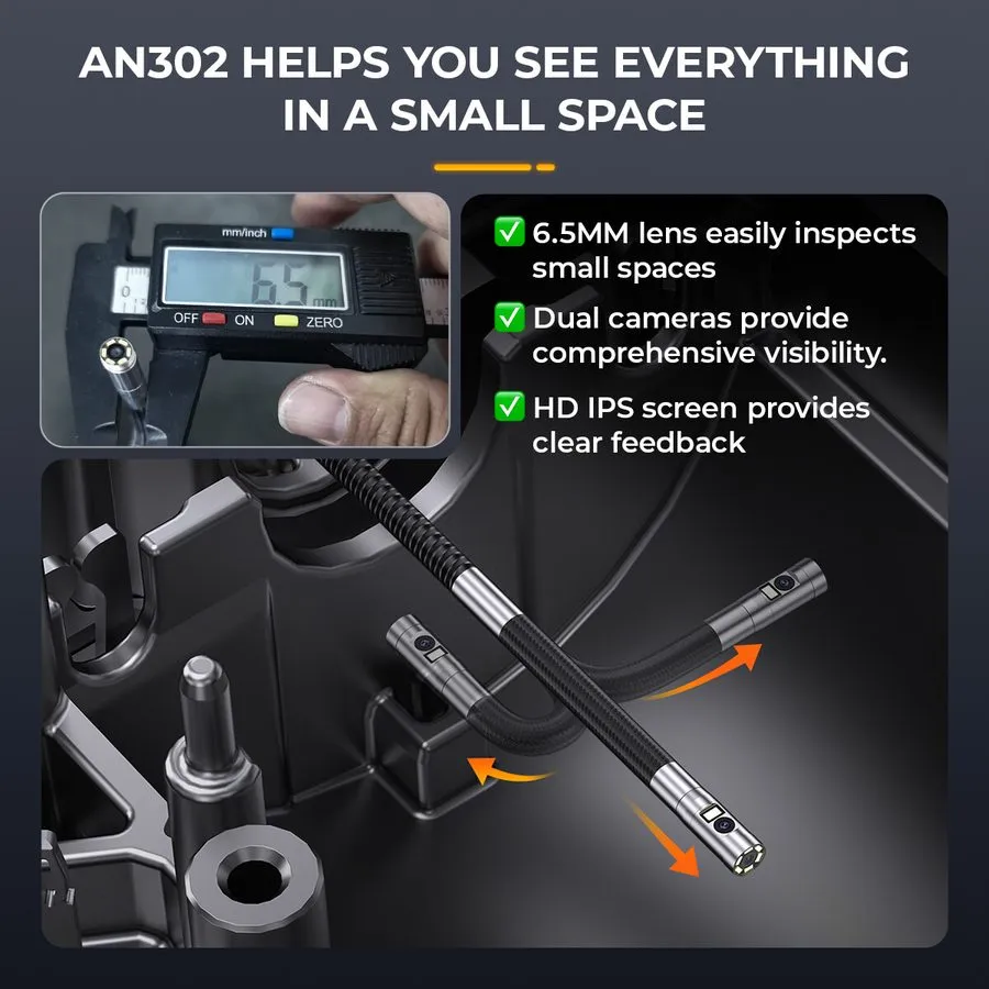 Видеоэндоскоп AN302 1.6M/5FT Industrial Endoscope Camera 1080P HD Inspection Bor — фото лота 1