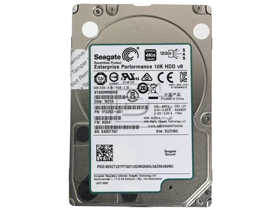 Жёсткий диск Seagate 600GB 10K 12Gb/s SAS 2.5" Enterprise HDD ST600MM0008